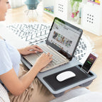 InnovaGoods® Laptop-Schreibtisch mit XL-Sitzkissen Deskion, bequemes und ergonomisches Arbeiten oder Studieren mit Schreibtisch- und XL-Sitzkissendesign, ideal für Zuhause und Büro.