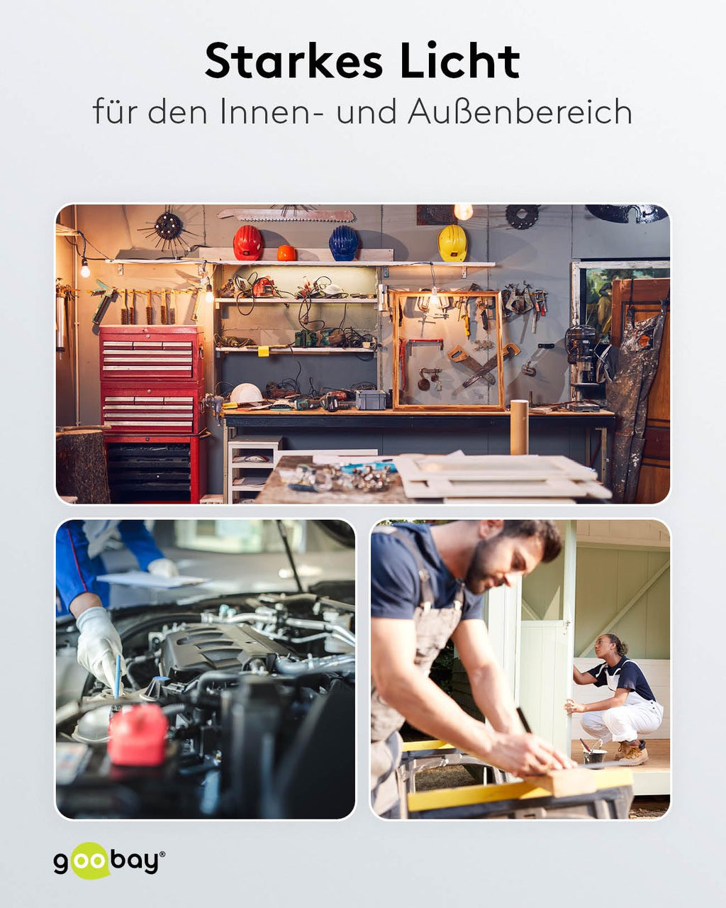 Goobay 57845 LED Baustrahler auf Teleskopstativ 2 x 20W / 3400lm / Neutral-Weiß Licht – 4000K / Für Innen- & Außenbereich – IP65 / Schwarz/Gelb