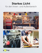 Goobay 57845 LED Baustrahler auf Teleskopstativ 2 x 20W / 3400lm / Neutral-Weiß Licht – 4000K / Für Innen- & Außenbereich – IP65 / Schwarz/Gelb