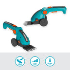 Gardena Set Akku-Grasschere ComfortCut Li: Rasenkantenschere und Teleskopstiel mit Rädern, abwinkelbarer Komforthandgriff mit LED-Anzeige, Messerwechsel ohne Werkzeug (9889-20)