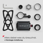 Impact® Pro Mount 360° - Handyhalterung Fahrrad [Smartphone KOMPATIBEL 4-7 Zoll] - Handyhalter Fahrrad - Handyhalterung für Fahrrad Lenker mit Kugelgelenk & Sicherheitsgummi - iPhone 14 15 Pro Max
