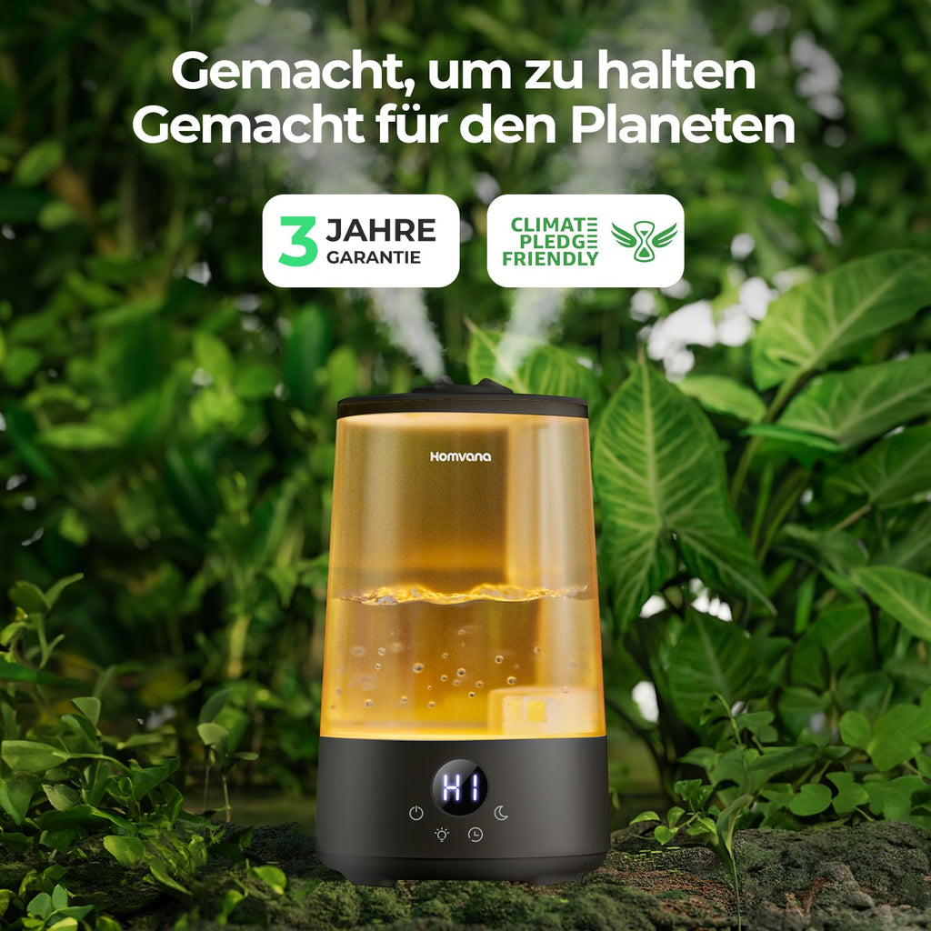 Homvana Luftbefeuchter Schlafzimmer Top-Fill, 3.6L 360°Cool Mist 34H Dauerhaft, Ruhig 16dB (SilentSpary Tech) Klein, Luftbefeuchter Pflanzen, Growtent, Pflanzenbefeuchter, Humidifier Plants (Schwarz)