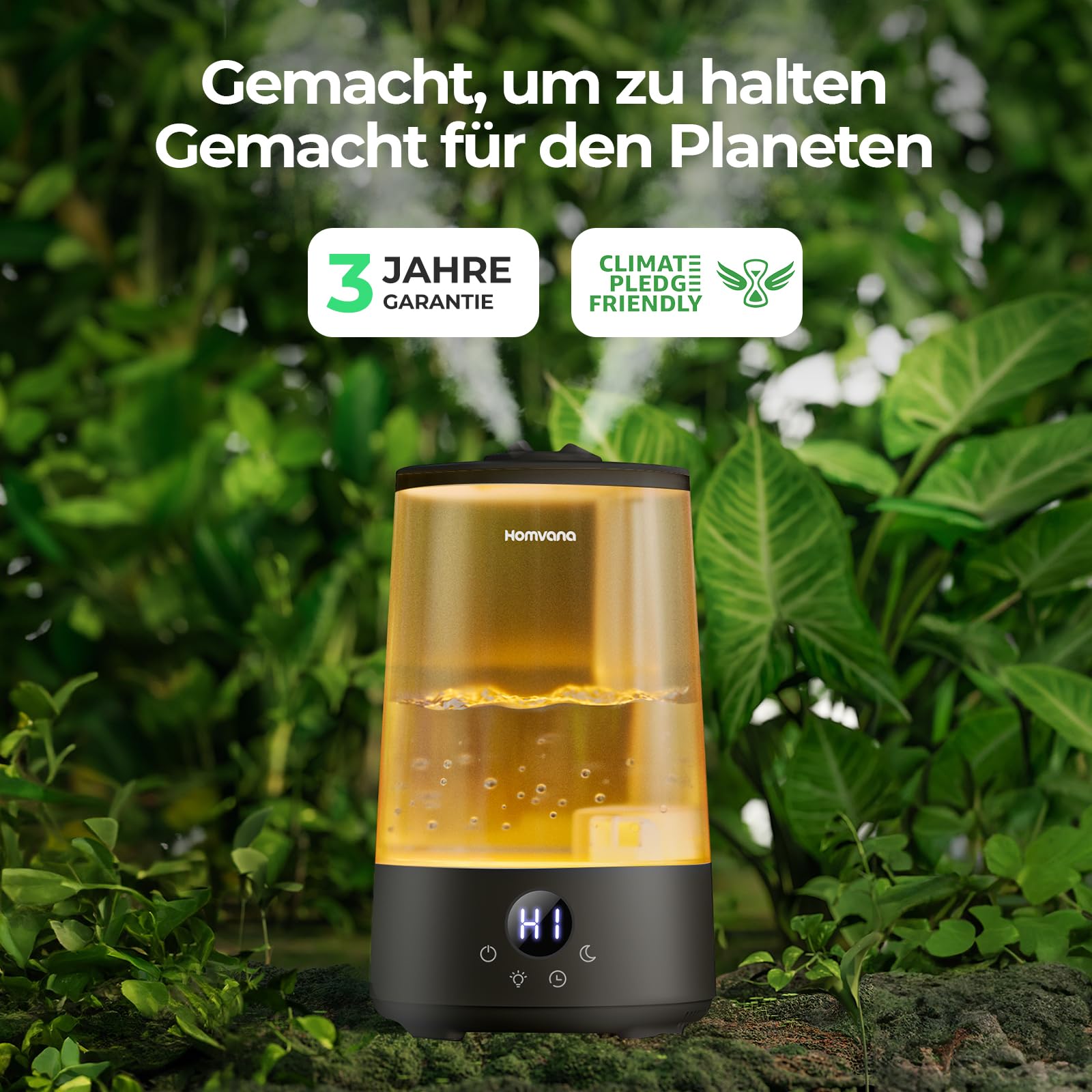 Homvana Luftbefeuchter Schlafzimmer Top-Fill, 3.6L 360°Cool Mist 34H Dauerhaft, Ruhig 16dB (SilentSpary Tech) Klein, Luftbefeuchter Pflanzen, Growtent, Pflanzenbefeuchter, Humidifier Plants (Schwarz)