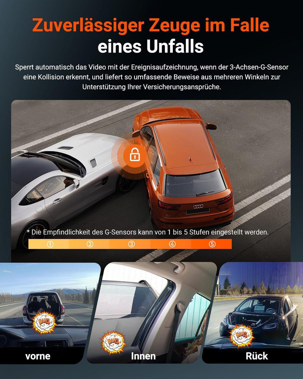 VANTRUE N4S 3 Lens STARVIS 2 Dashcam Auto, 5GHz WiF GPS 1944P+ 1440P+ 2.5K Dash Cam, 3 Channel HDR Nachtsicht Dashcams 10S. Puffer Parkmodus, LTE Optional, Sprachsteuerung, Max 1TB