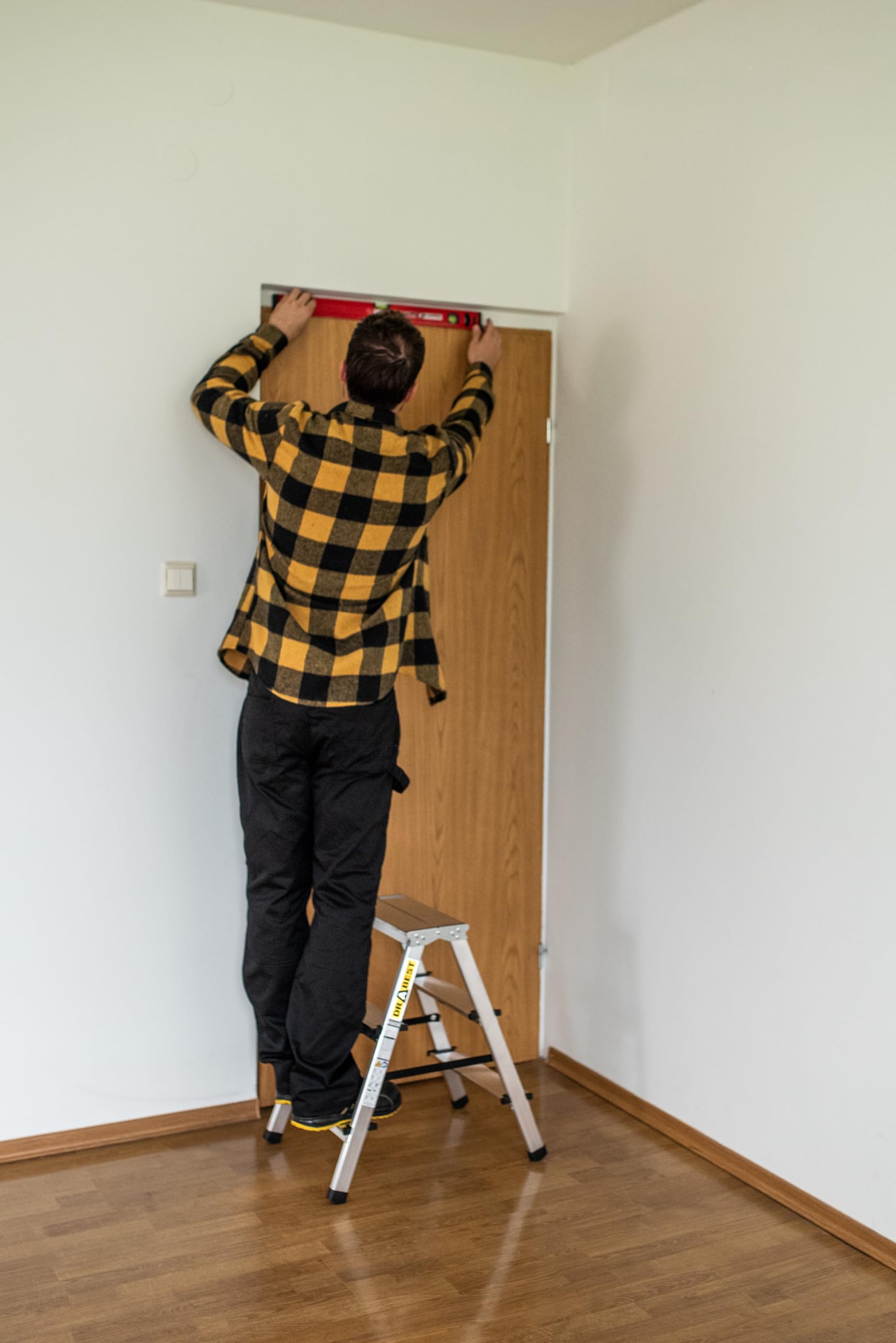 Drabest Aluminium Trittleiter Leiter beidseitig begehbar, 2x3 Stufen, 125kg