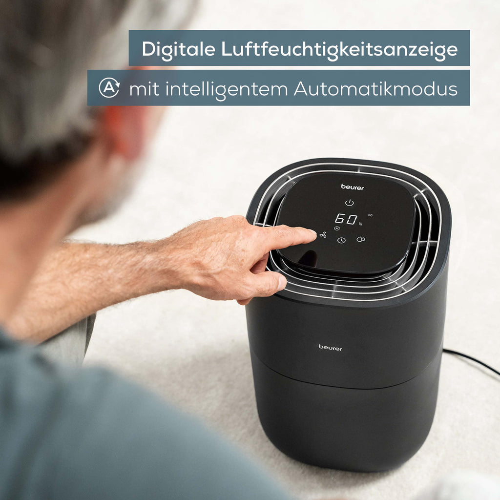 Beurer LB 200 Luftbefeuchter mit energieeffizienter Kaltverdunstungstechnologie, hygienische konstante Befeuchtung der Luft, mit Filtertrocknungsfunktion, 3 Befeuchtungsstufen, für Räume bis ca. 30m²