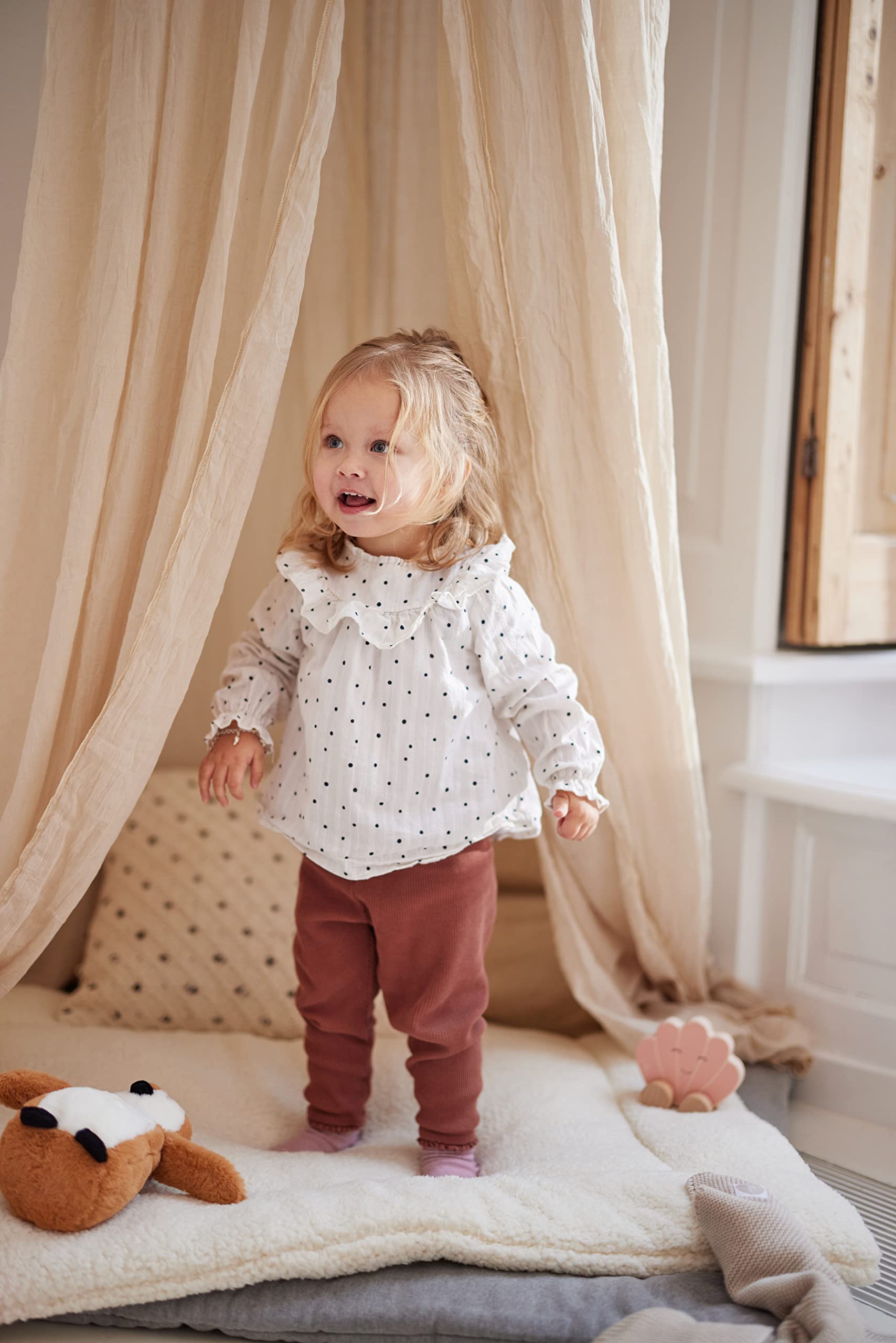 Jollein Baldachin Vintage Nougat - Höhe 245 cm - Betthimmel Babybett Kinderzimmer - Beige