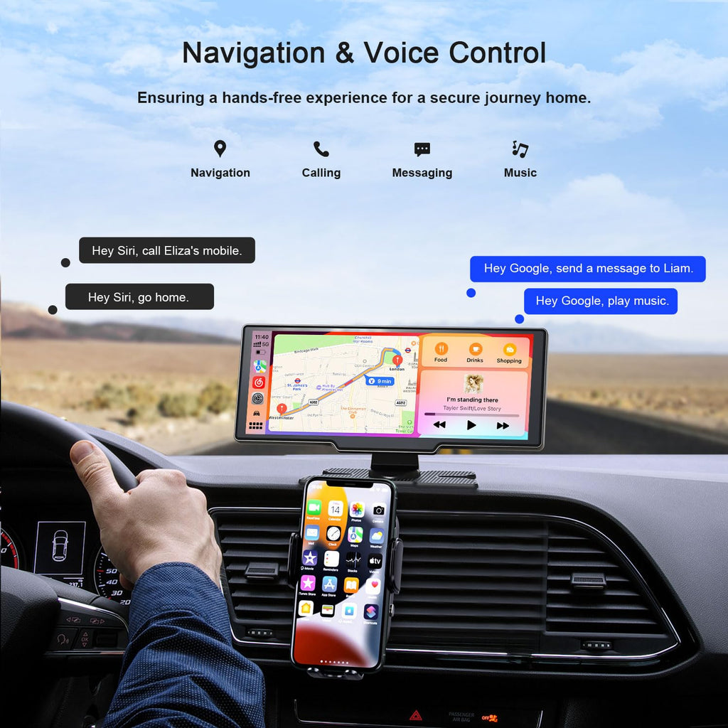 Avylet 9,26" CarPlay Display für Apple CarPlay & Android Auto, 60Hz Carpla mit 4K Dashcam und IP67 Rückfahrkamera, 64GB Karte, OTA-Updates, GPS Navigation, Bluetooth 5.0, Mirror Link, FM/AUX