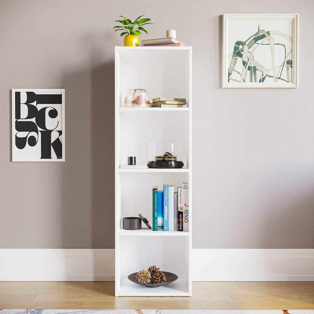 Vida Designs Oxford Bücherregal mit 4 Ebenen, würfelförmig, weiß, Holz-Regaleinheit für Büro, Wohnzimmermöbel