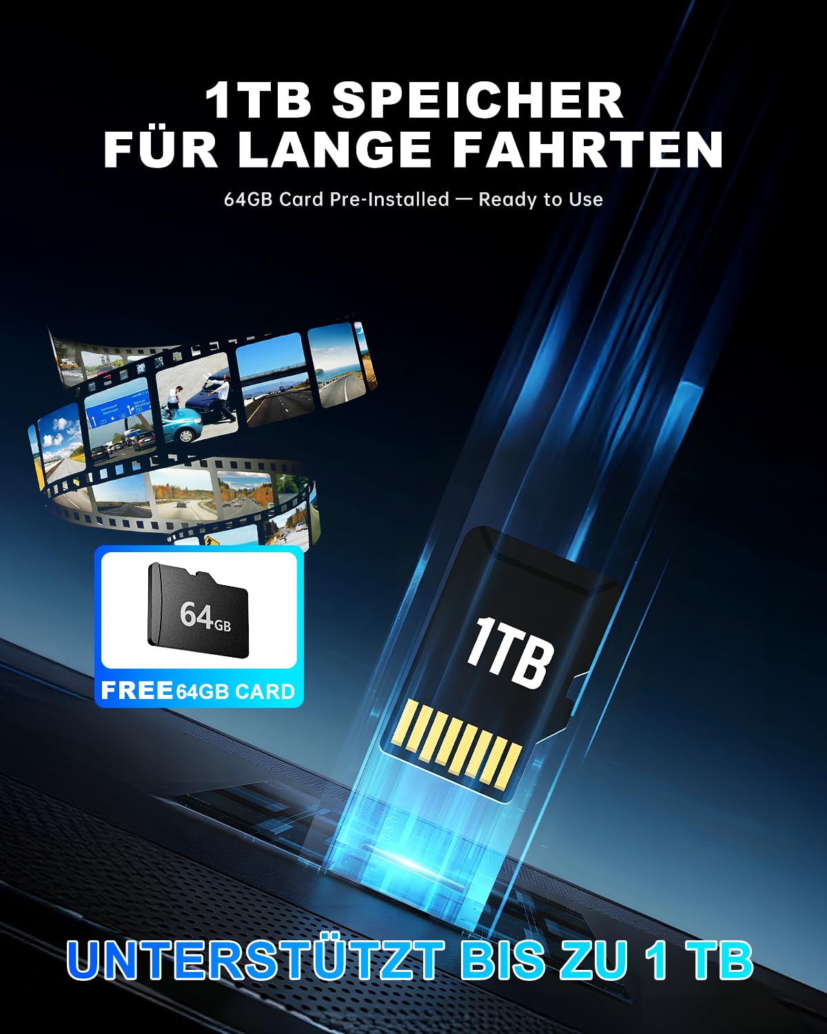 JOMISE 4K+4K Dashcam vorne und hinten, ultraschnelle Ethernet-Datenübertragung (20 Mbps) & stabiles WiFi 6, Touchscreen camera auto mit GPS, Nachtsicht, 24h Parküberwachung, Speicher bis 1TB (A80 Pro)