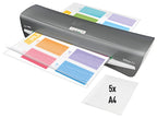 Leitz iLAM Office A3 Laminiergerät, ultraschnelle Aufwärmzeit von 1 Min, für 75-125 mic Folien, Eingabehilfen-LEDs & LED-Status, Anti-Stau, Auto-Abschaltung, inkl 5 Laminierfolien, Grau/Weiß, 72530084