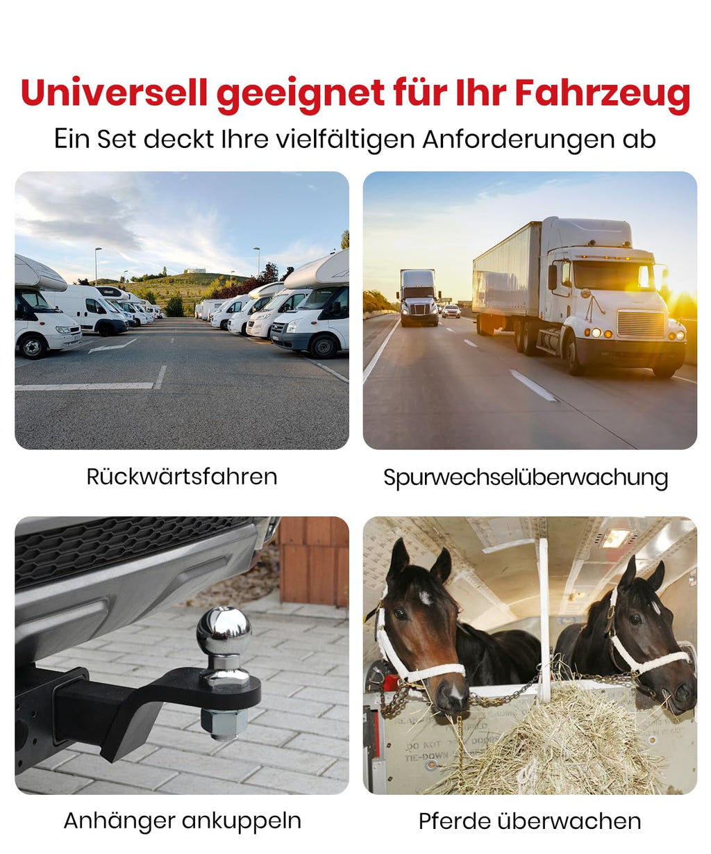Solar Rückfahrkamera Kabellose Magnetisch: 5 Zoll HD 1080P Bildschirm 1 Min Magnetische Installation Starke Signal IP69K wasserdichte Rückfahrkameras mit Aufbewahrungstasche für Auto SUV LKW Anhänger