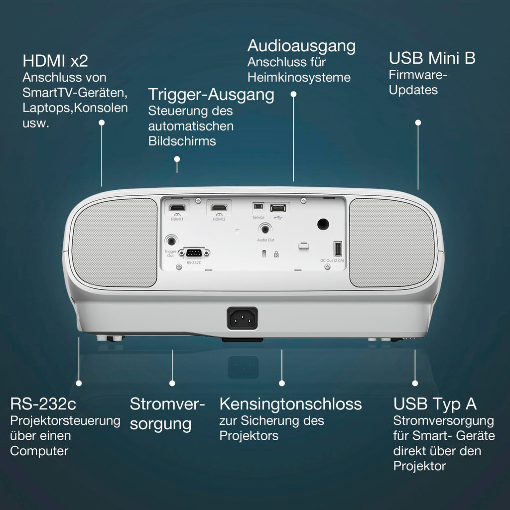 Epson EH-TW7100 4K PRO-UHD-Projektor, 3.000 Lumen, bis zu 500-Zoll Bilddiagonale (12,7 m)
