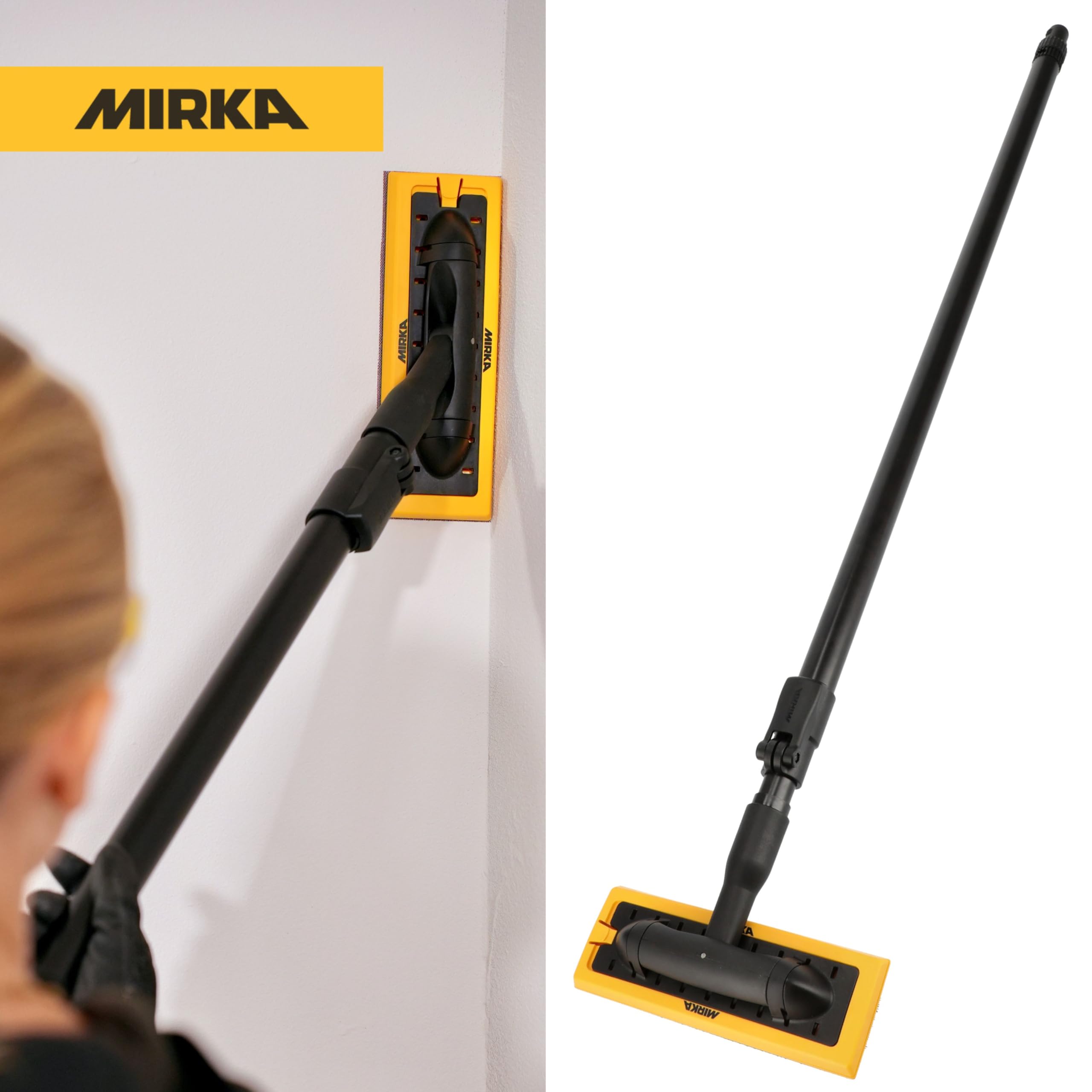 Mirka DecoSander staubfreier Stabschleifer für glattes Wand- & Deckenfinish, Trockenbau, Detailarbeiten / 80x230mm & Ø 225mm Schleifteller/Klett