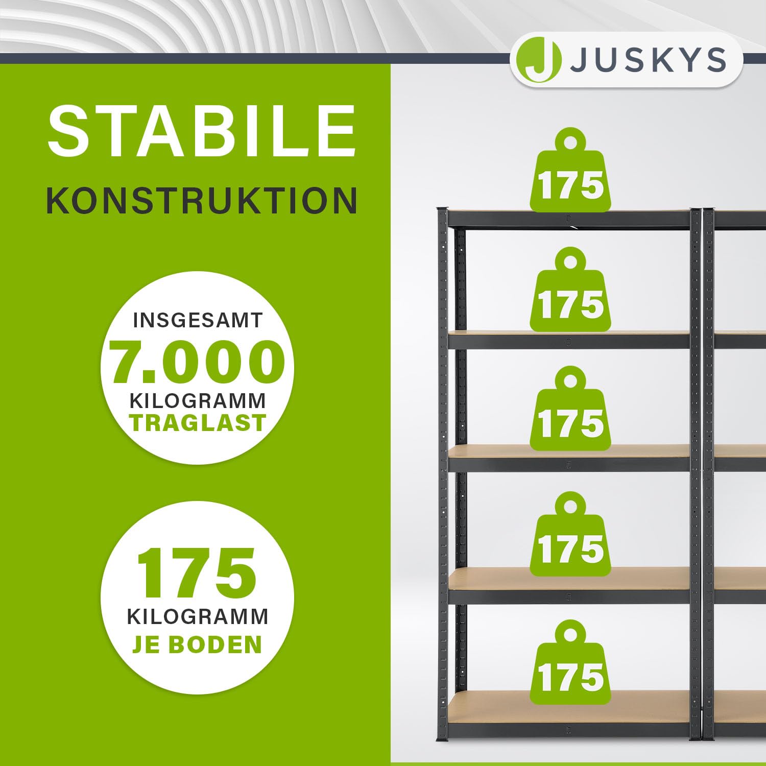 Juskys 8er-Set Lagerregal Basic 8X 180x90x40cm (HxBxT) - 7000 kg - 40 Böden - Schwerlastregal Steckregal Metall Kellerregal Regalsystem Regal - Grau