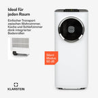 Klarstein Kraftwerk Smart 12K Mobiles Klimagerät – 12000 BTU, 35-59 m², App & Alexa Steuerung, 3-in-1 Kühlung, Entfeuchter & Ventilator, Leise, Timer, Ablaufschlauch Inkl., Weiß