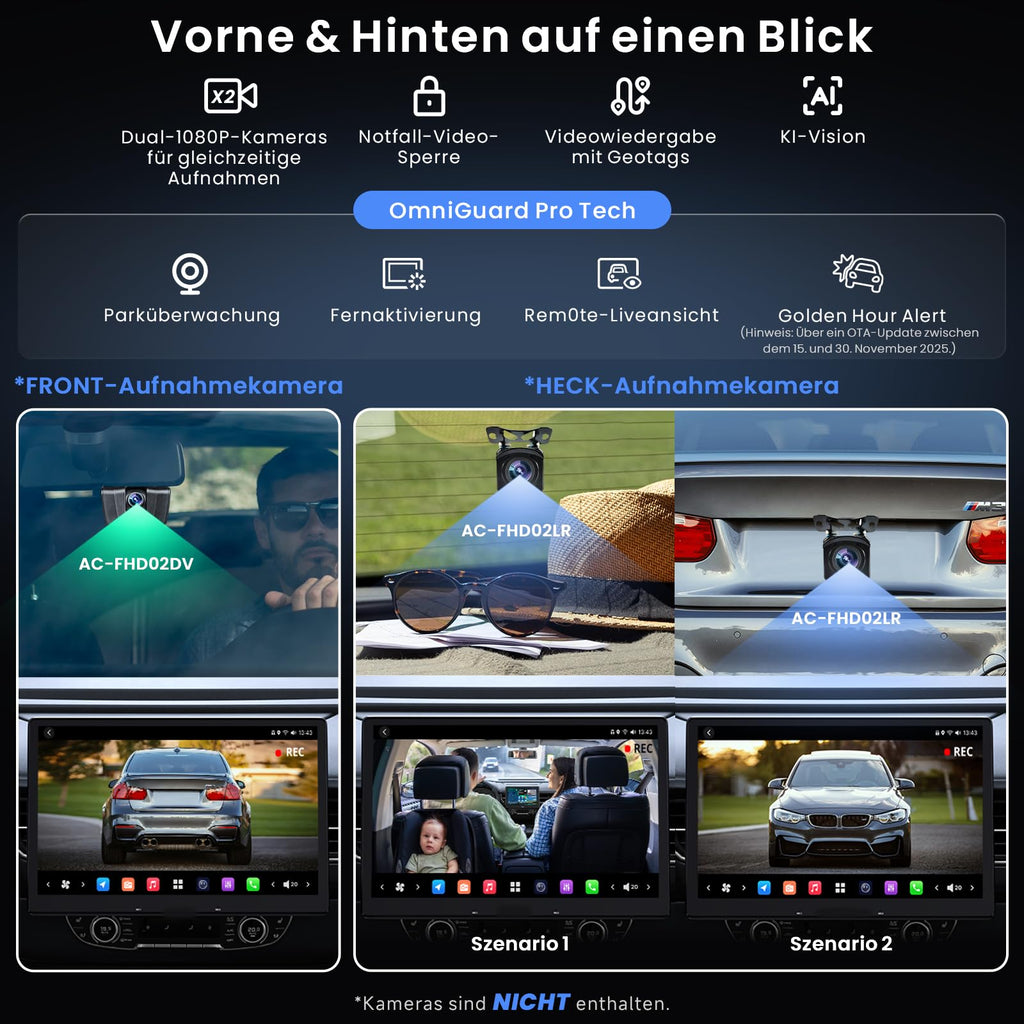 ATOTOZONE 12.9" QLED AI Android Autoradio 1 DIN, Floating Screen Auto, 8G+128G In-Dash Navigation,4G LTE, Kabelloses CarPlay & Android Auto, Dual-Phone & 2 Bluetooth,SCVC,GPS-Tracking,X10G129E