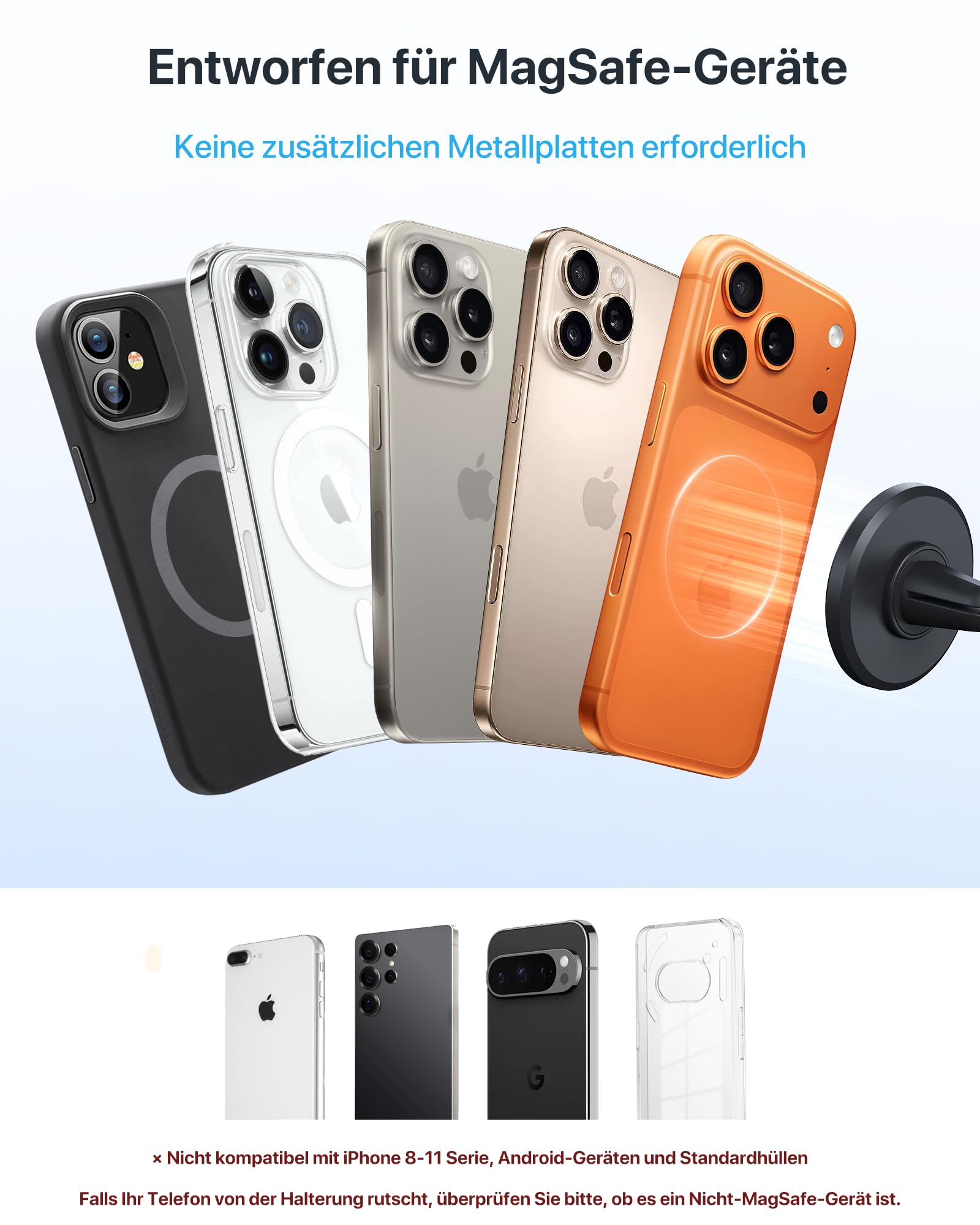 YOSH für MagSafe Autohalterung, Handyhalterung Auto mit N52 Magnet, Ultra-Stabiler Lüftung KFZ Handyhalterung, Magnetische Handyhalter fürs Auto, für iPhone 17/16/15/14/13/12 Serie, ohne Metallplatte