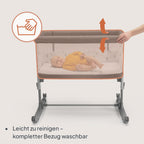 Lionelo Aurora 3 in 1 Babybett bis 9 kg, Beistellbett, Wiege, Höhenverstellug und Einstellung der Neigung der Matratze, 4 Räder mit Bremse Ergonomische Matratze Tasche