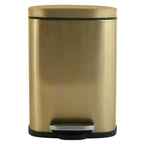 Spirella - Badezimmer Mülleimer mit Fußpedal Modell Akira - Hochwertiger Edelstahl - Leise Schließfunktion Easy-Close - Gebürstetes Gold - 5L - Badaccessoires