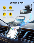 GKU Dashcam Auto Vorne Hinten, 4K/2,5K mit Touchscreen 3,18 Zoll, GPS 5G Wi-Fi Dash Cam, Dual Auto Kamera,64GB SD Karte,Parküberwachung,WDR,170° Weitwinkel,G-Sensor,Loop-Aufnahme,Max 256GB