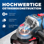 DongCheng Akku-Winkelschleifer 18V, Ø 125mm, 1000W, bürstenloser Motor, 3 Drehzahlstufen, Schnellspannschutz, Anti-Vibrationsgriff, inkl. 2 Schleif-, 2 Fächer-, 2 Trennscheiben, 4.0Ah Akku & Ladegerät