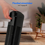 MEDION E11 TF Turmventilator mit Fernbedienung (3 Geschwindigkeitsstufen, leiser Schlafmodus, 45 Watt Leistung, 60° horizontale Oszillation, Timer, MD12067) schwarz
