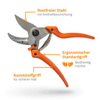 Original LÖWE 8 Profi Amboss Gartenschere 8.107 mit Bypass Geometrie - scharfe handliche Schere mit Stahl-Klinge Antihaftbeschichtung und ergonomisch geformte Griffe für Schneidarbeiten im Garten