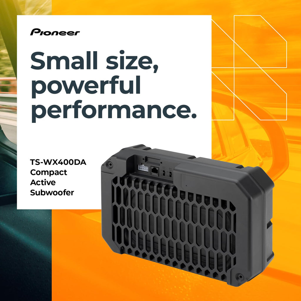 PIONEER TS-WX400DA Class-D Aktivsubwoofer mit digitaler Bassregelung für tiefedynamische Bässe (250 W), 2 frei wählbare Bassmodi, schwarz, 300 x 100 x 200 mm