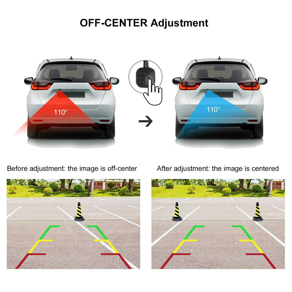 PARKVISION Rückfahrkamera,DC 12-24V Breitspannungs Frontkamera,Clever EIN Schlüssel Schwarzer Knopf,Flexible Einbaulage zulässig,NTSC TV System,4 Richtlinien optional-Schwarz