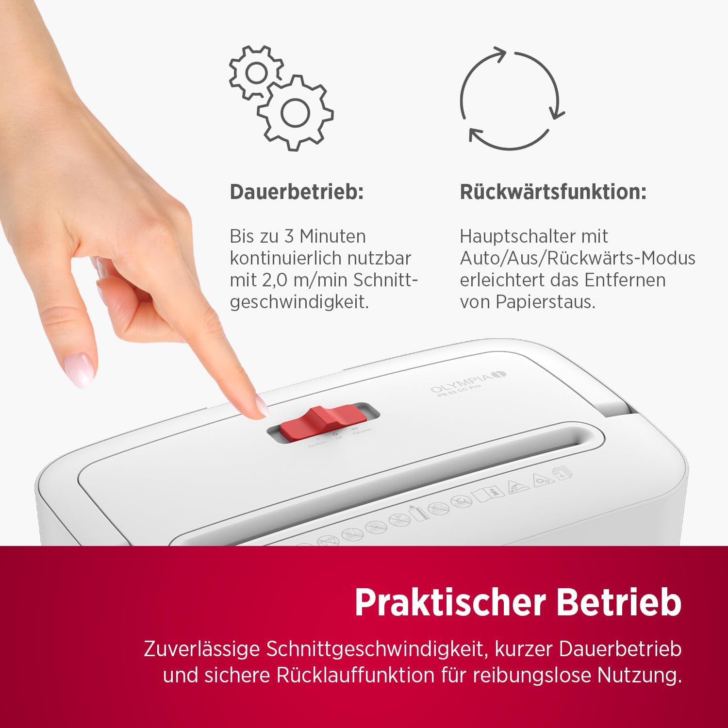 OLYMPIA PS 53 CC Pro Aktenvernichter weiß | Papierschredder für Home Office & Büro | Schredder Aktenvernichter P-4 | Partikelschnitt 4×38 mm | 6-Blatt Shredder Papier | 15 L Papier Schredder Gerät