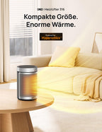 Dreo Energiesparender Heizlüfter, 34 dB Leiser 1500W Elektrischer PTC Keramik, Thermostat, Überhitzungs- & Kippschutz, 12 Std. Timer, Elektroheizung für Räume Schlafzimmer, Atom 316, Silber