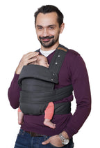 marsupi Classic Babytrage - Neugeborene von der Geburt bis zu 15 kg - Baby Erstaustattung - Klett-Verschluss - Leicht und Kompakt - Grey XL