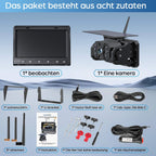 VASTEND Rückfahrkamera Kabellos Solar Magnetische Rückfahrkameras Funk mit 10000mAh Akku, 7" Drahtlose Rückfahrkamera, IP69 Wasserdichter, DIY Installation, für Wohnwagen, LKW, Auto, Wohnmobil (VS-7A)