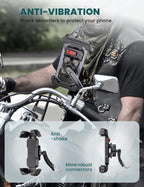 Grefay Motorrad Handyhalterung [Doppelt Vibrationsgedämpft] Universal Handy Halterungen für Motorrad Rückspiegel Mit 360 Drehen für 4,5-7,2 Zoll Smartphone