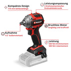 Einhell Professional Akku-Schlagschrauber TP-CW 18/260-C Li BL-Solo Power X-Change (18 V, 260 Nm Drehmoment, 500 Nm Lösemoment, Brushless, Außenvierkant-Aufnahme, ohne Akku)