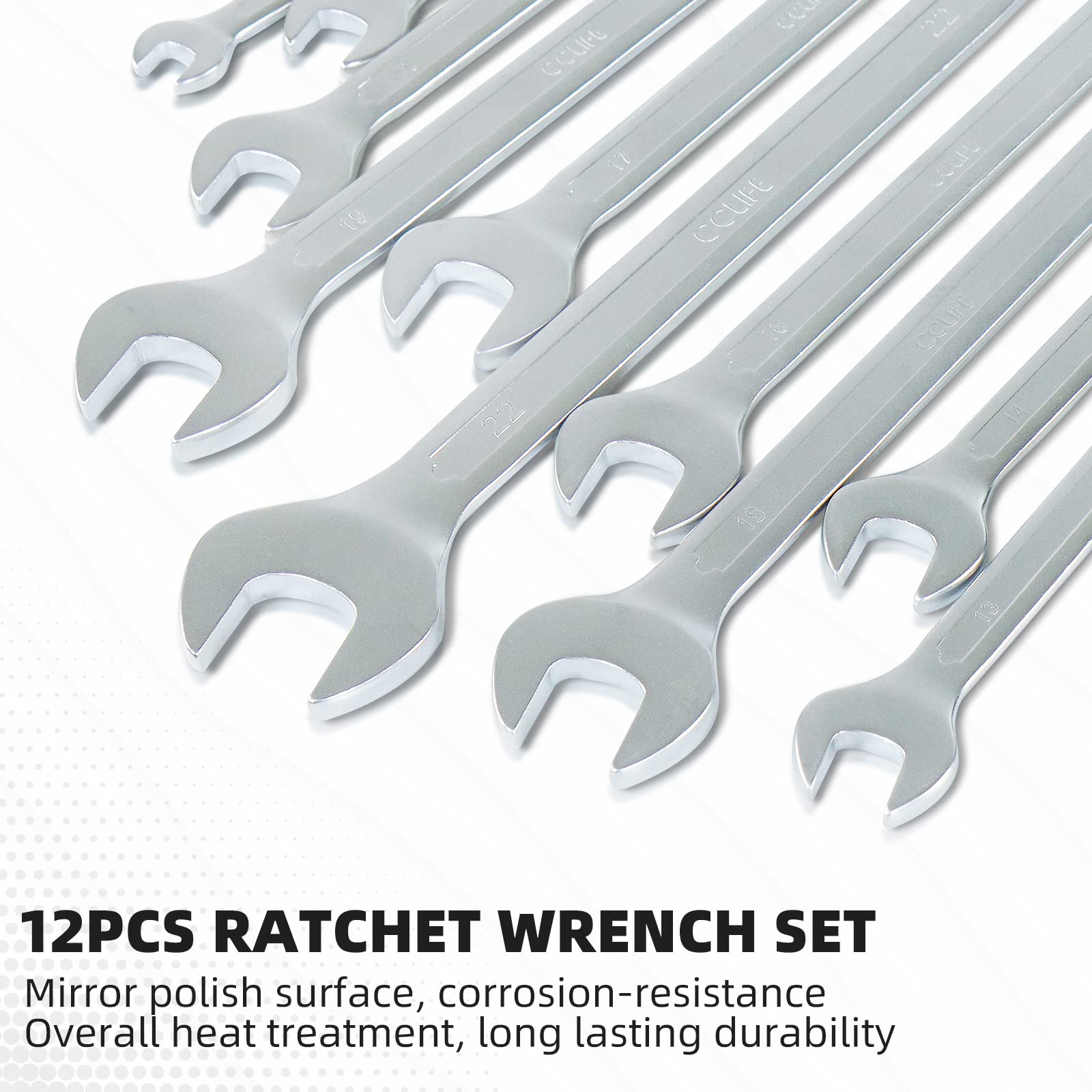CCLIFE Ratschenschlüssel Set Ringratschenschlüssel, 12tlg 8-19mm Cr-V 72 Zähnen