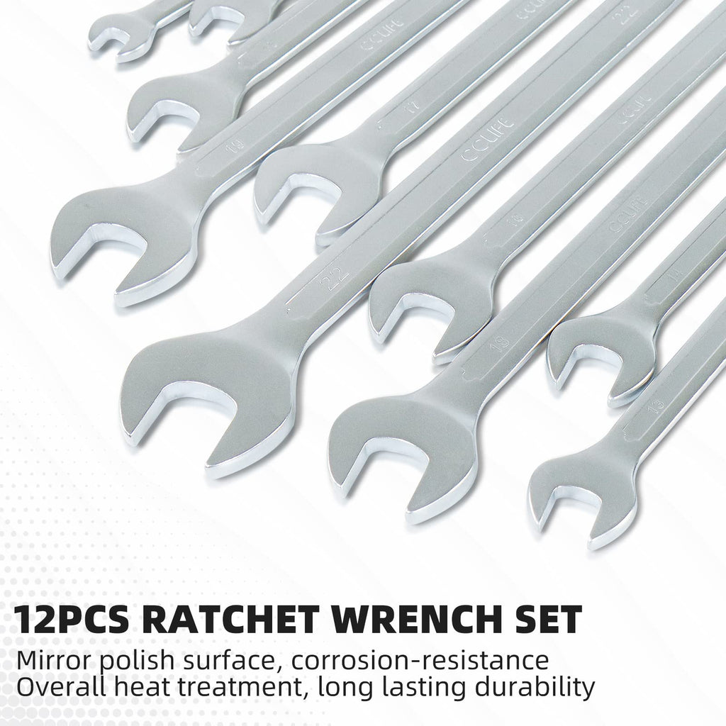 CCLIFE Ratschenschlüssel Set Ringratschenschlüssel, 12tlg 8-19mm Cr-V 72 Zähnen