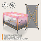 Lionelo Stefi Baby Kinderbett, Reisebett ab Geburt bis 15 kg, Seiteneingang, Sicherungssystem LockGuard, Blockade der Räder, Tragetasche, zusammenklappbar