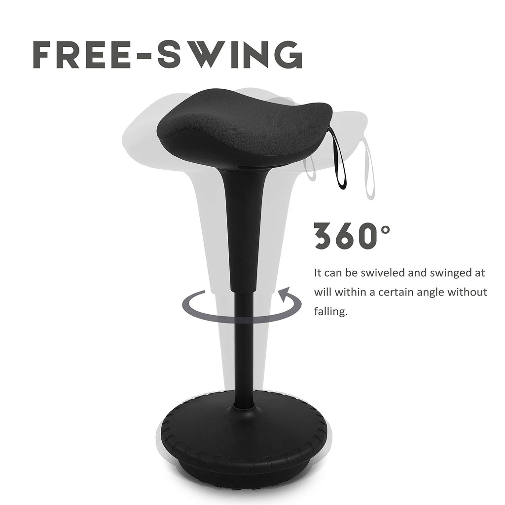 IWMH Ergonomischer Arbeitshocker, Hochverstellbare Stehhilfe, Atmungsaktiver Sitz-Steh-Hocker 360° Drehbar, Ergonomische Stehhocker Büro(Schwarz)