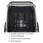 Tiggo S2 Kinderanhänger mit Federung Jogger 2 in 1 Kinder Buggy fahrradanhänger Anhänger 360° Drehbar (Grau)