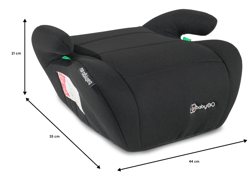 babyGO Sitzerhöhung Booster nach neuer I-Size Norm - Kindersitzerhöhung - Kindersitz/Autositz für Kinder (125-150 cm) Schwarz
