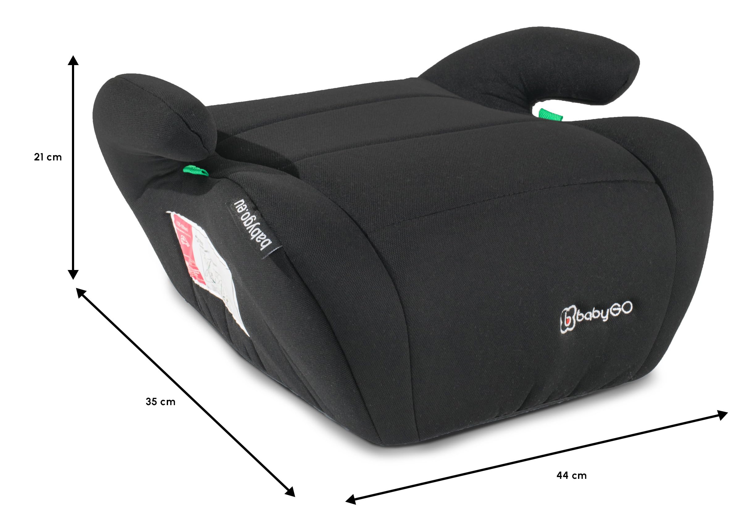 babyGO Sitzerhöhung Booster nach neuer I-Size Norm - Kindersitzerhöhung - Kindersitz/Autositz für Kinder (125-150 cm) Schwarz