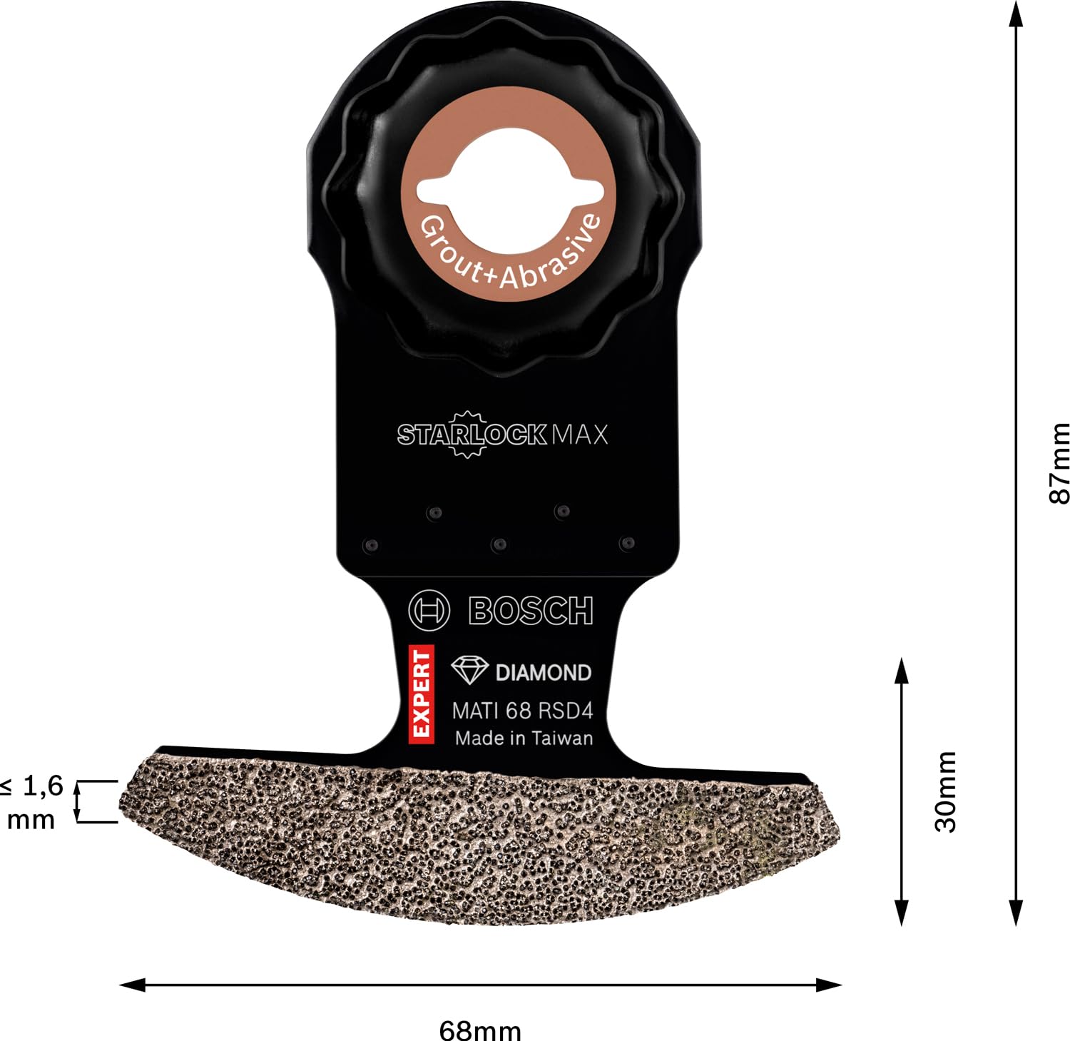 Bosch Accessories 1x Expert Corner Blade MATI 68 RSD4 (für Mörtel, Breite 68 mm, Schnittbreite 1,6 mm, Zubehör Multifunktionswerkzeug)