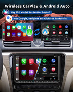 Essgoo 4+64G Autoradio Carplay 9 Zoll Android 14 Wireless Auto Radio Für VW Golf 5 6 Touran B6 EOS Tiguan Polo mit Bluetooth GPS RDS Navi Mirror Link FM SWC