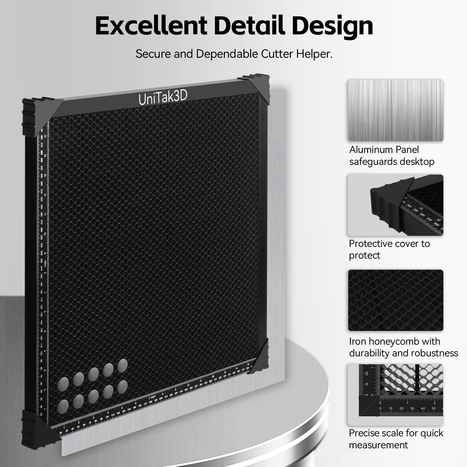 UniTak3D Honeycomb Wabentisch für Laser Graviermaschine 500x500mm for XTool D1/D1 Pro/S9/S10/S30 Pro/RAY5 Engraver Desktop Protection with Aluminiumplatte Working Area 460x460mm