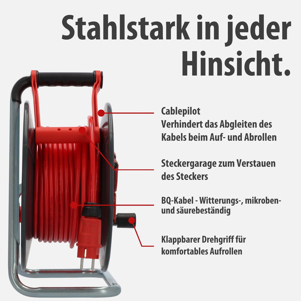 Brennenstuhl Professional SteelCore Kabeltrommel SC 3210 IP44 (33m H07BQ-F 3G2,5 Kabel, Trommelkörper aus Stahlblech, Baustelleneinsatz und ständiger Einsatz im Freien, Made in Germany)