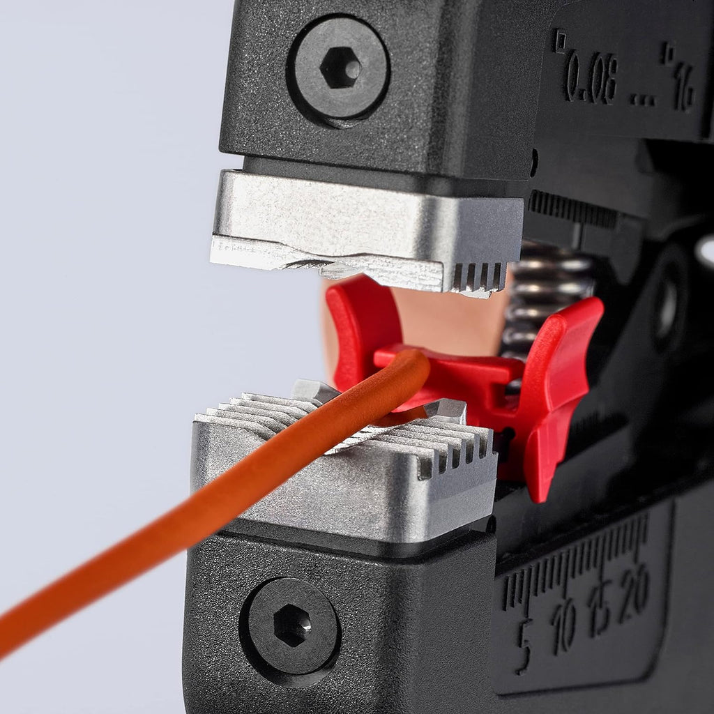 KNIPEX PreciStrip16 Automatische Abisolierzange, in Blister, 0,08-16 mm², Feinjustierung, einstellbarer Längenanschlag, 12 52 195 SB