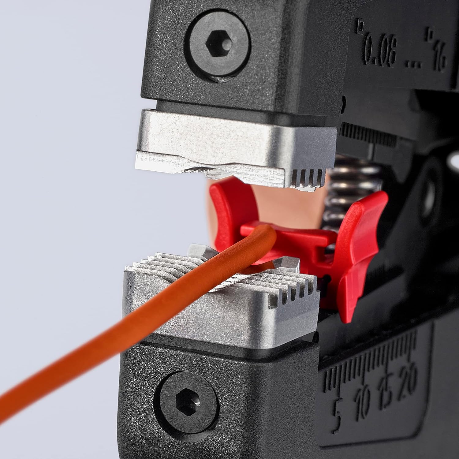 KNIPEX PreciStrip16 Automatische Abisolierzange, in Blister, 0,08-16 mm², Feinjustierung, einstellbarer Längenanschlag, 12 52 195 SB