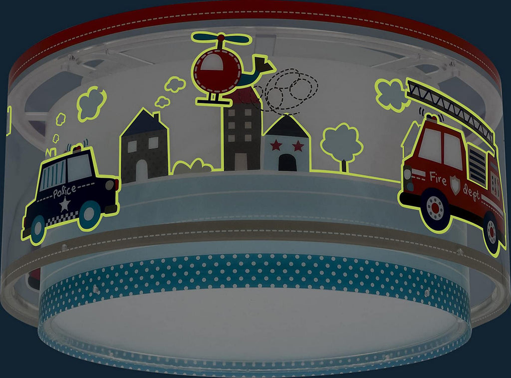 Dalber Deckenlampe kinderzimmer, Deckenleuchte für Kinder Polizei Autos Police, 60616N, E27